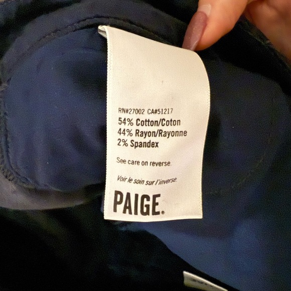 PAIGE Cindy Navy Blue Twisted seams and slit straight leg Velvet pants - Picture 6 of 9